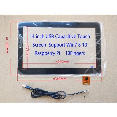 14 inch 14.1 inch USB Capacitive Touch Screen Digitizer 10Fingers Touch Raspberry Pi Win7 8 10 Android Linux Laptop to touch