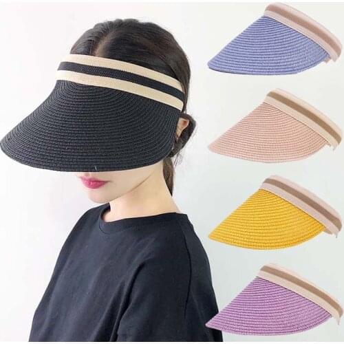 Summer Empty Top Straw Hat Female Parent-child Sunshade Simple Wild Hat without Top Breathable Big Brim Cap Sun Visor Hat
