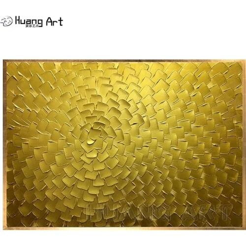 Handmade Modern Abstract Red Palette Knife Oil Painting on Canvas for Living Room Decorative Hand Painted Gold Wall Pictures