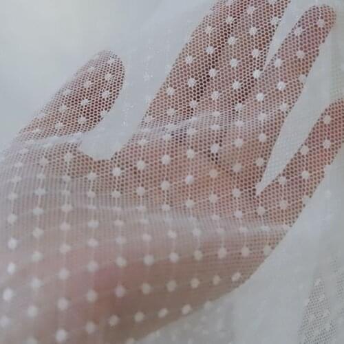Black White Jaquard Dot Stretchy Mesh Lace Fabric For Girls' Tulle Dress Wedding Garment Sewing Decorative Net Fabric 0.5Meter