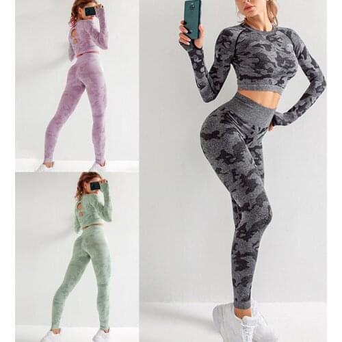 Yoga Clothing Set Long Sleeve Crop Top High Waist Athletic Legging Outfits Soft Blend Sports Suits Fitness Clothes Sportswear