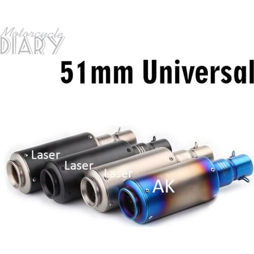 51mm Universal Akrap Exhaust Motorcycle Pipe Escape Moto Muffler Carbon Fiber Scooter For Laser TMAX gz125 ATV Dirt Bike KTM 390