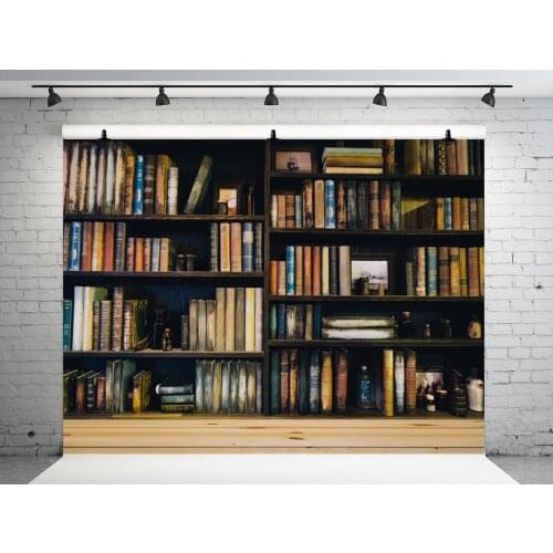 VinylBDS 10x10ft Retro School Library Study Bookshelf Scene Children Photography Background Photographic Backdrops For Photo