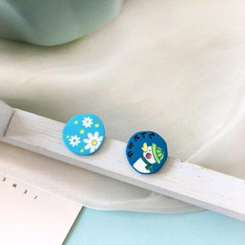 Japanese New Fashion Cartoon Cute Little Duck Earrings Fresh And Sweet Flowers Fun And Sweet Party Dating Ear Jewelry Women