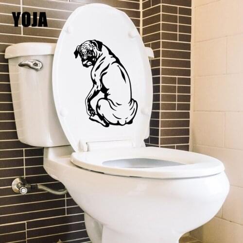 YOJA 16.3X22.3CM Modern Art Living Room Home Decor Wall Sticker Toilet Decal Funny Dog T5-1590
