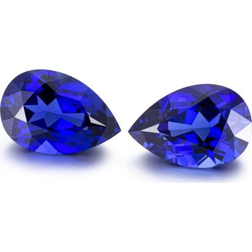 Zhanhao Jewelry Wholesale Hand Made Loose Stones Pear Cut Synthetic Blue Sapphire Corundum Gemstone For jewerlry Making