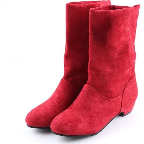 2021 Autumn Winter Women Boots Mid-Calf Martin Boots Brand Fashion Female Stretch Cotton Fabric Slip-on Boots Flat Shoes Woman