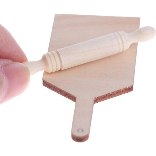 1:12 Dollhouse Miniatures Kitchen Cutting Board Rolling Pin Set Accessories Toys