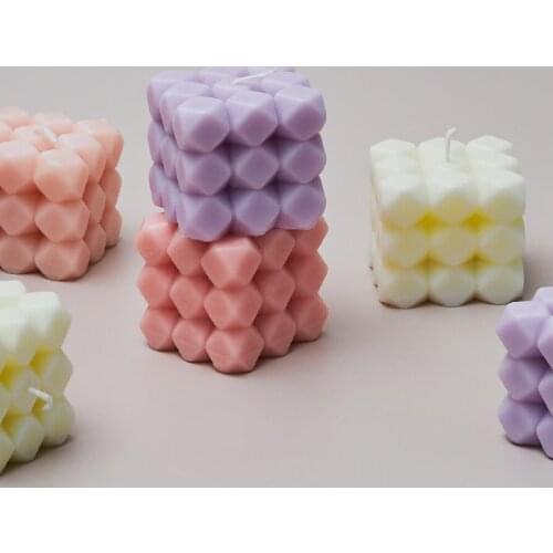 2Inch Diamond Cube Candle Cute Soy Wax Aromatherapy Small Scented Candles Relaxing Birthday Gift Wedding Decoration Home