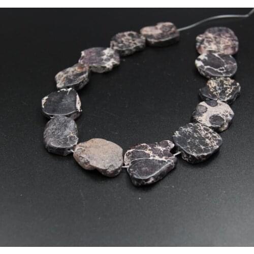 2Strands/Lot Natural Black Sea Sediment Slab Nugget Loose Beads,Raw Imperial Stone Slice Pendant Beads Necklace Jewelry