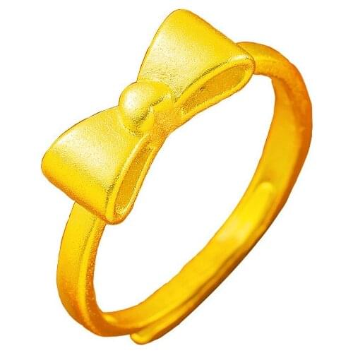 2021 korean Fashion cute Smooth 24K gold color Rings For Women Minimalist golden Bowknot Knuckle finger wedding jewelry gifts