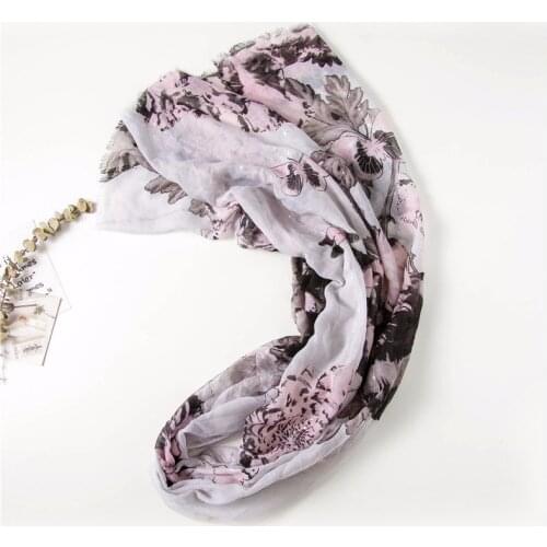 2021 Fashion Newest Floral Printed Sequins Lurex Cotton Voile Scarf 10pcs/lot