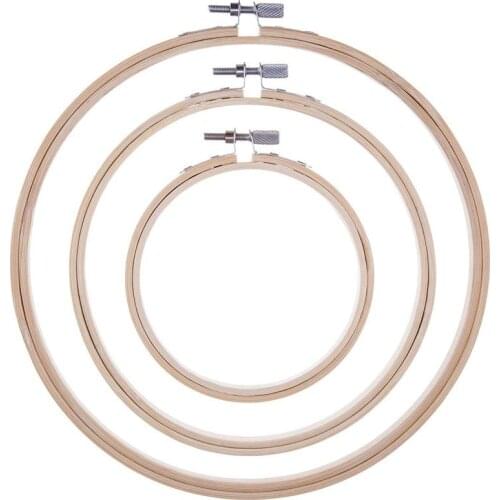 3 Pieces Embroidery Hoops Bamboo Circle Cross Stitch Hoop Ring Set for Art Craft Handy Sewing, 3 Sizes
