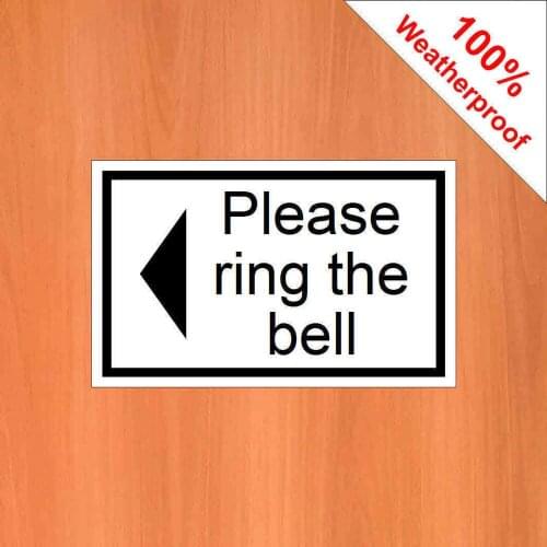 3 X Customized Please Ring The Bell With A Left Arrow Sticker Self Adhesive Vinyl Multiple Colors