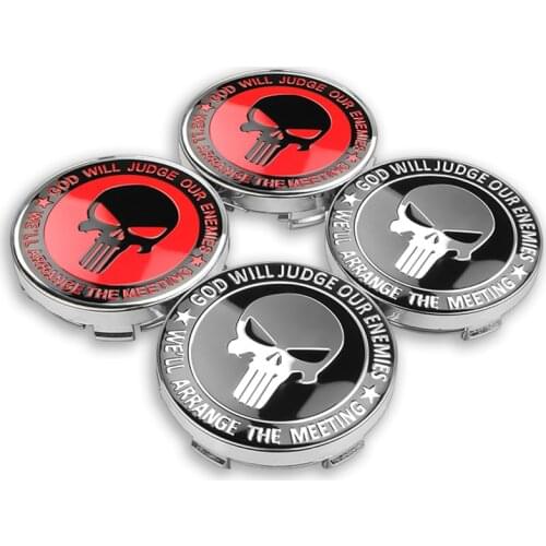 4PCS 56/60mm Punisher Skull Logo Car Wheel Center Hub Caps Badge Emblem Sticker Decal Wheel Dust-proof covers Badge accessories