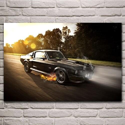 Abstract Supercar Racing Car with Flames and Smoke Posters and Prints Canvas Paintings Wall Art Pictures for Living Room Decor