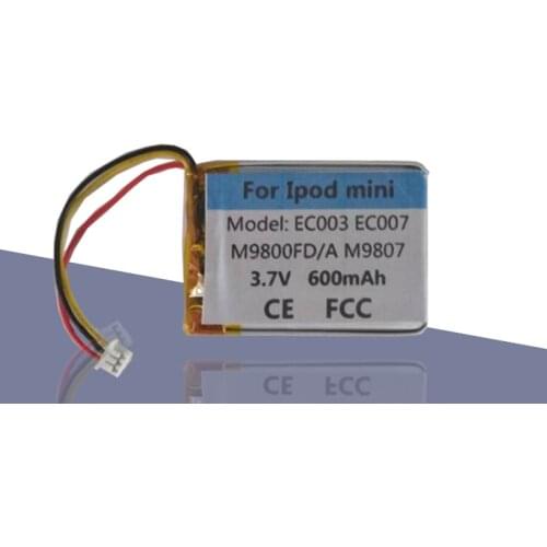 600mAh EC007 EC003 Battery For iPod Mini 4GB M9800FD/A M9806X/A Mini 6GB M9807 M9802 Accumualtor AKKU