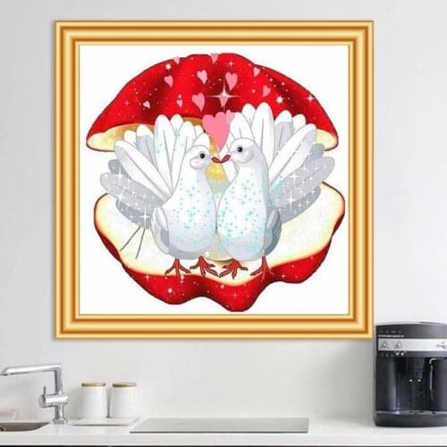 DIY 5D Diamond Painting "Dove love rose" Cross Stitch Kit Full Drill Square Round Embroidery Mosaic Art Picture Crafts Decor