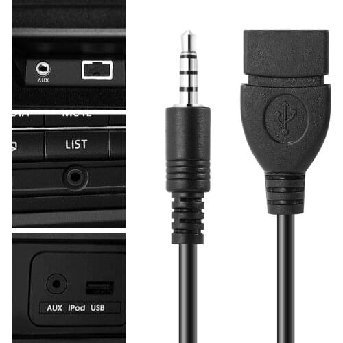 Jack 3.5 mm Male to USB female Audio Aux Cable For Nissan Qashqai J11 J10 Juke X-trail Skoda Rapid Octavia Fabia