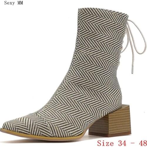 Spring Autumn High Heels Ankle Boots Women Short Boots Ladies Shoes botas botte femme Plus Size 34 - 40 41 42 43 44 45 46 47 48