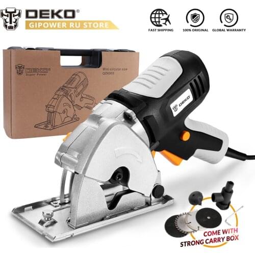 DEKO DKMS85Q2 600W Mini Circular Saw with 4 Blades BMC Box Personal Safety Electric Wood Saw Electrical Safety System Home DIY