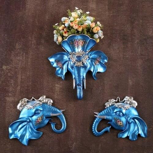 Europe Wall Mural Livingroom Background Animal Hanging Elephant Wall Sticker Decor Resin Vases Home Furnishing Decoration Crafts