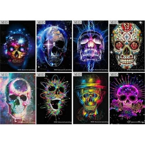 MHD Hot Sale 8 Style Skull Icon 5D DIY Diamond Painting Suite Art Square Round Full Drill 3D Mosaic Home Decor Gift