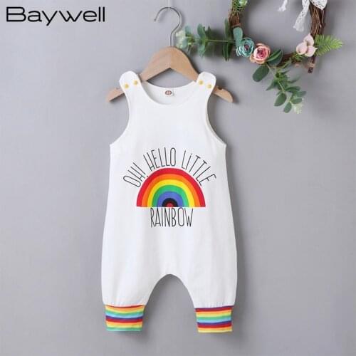 Baywell Summer Baby Boy Girl Girl Rainbow Letter Print Jumpsuits 3-18M Newborn Infant Sleeveless Outfit Clothes Romper