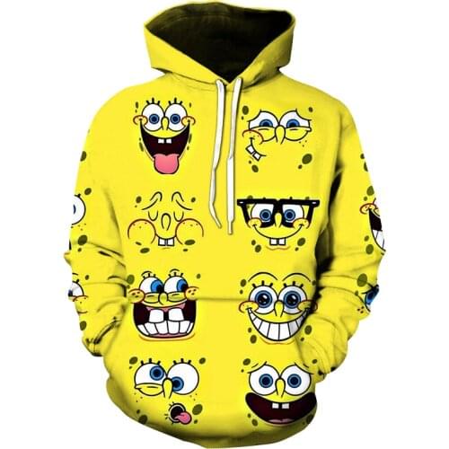 Family Matching Outfits Mens Womens Hoodies 3D Printing Cute Spongeed Bob Baby Childrens Cartoon Casual Sweatshirt Cool Tops