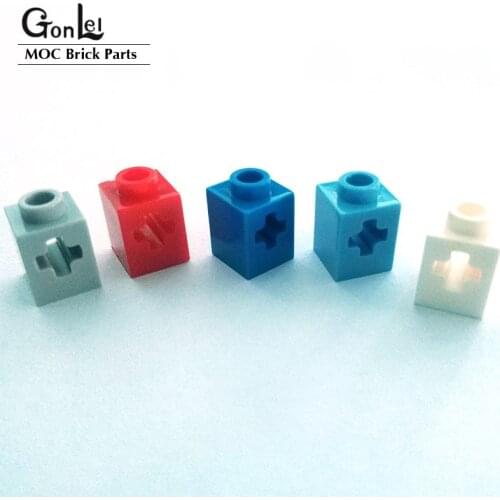 10Pcs/lot Technical Brick Brick 1 x 1 with Axle Hole MOC 73230 Building Blocks Parts Compatible with 636026 Bricks DIY Toys