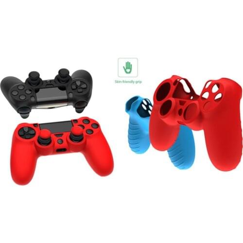 Soft Flexible Cover Silicone Case Protection Skin For Playstation 4 For PS4 Joystick Slim Gamepad Case Light Bar Sticker 2 Grip