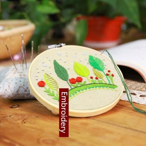 Flower Grass Design DIY Embroidery Handwork Needlework Beginner Cross Stitch Kit Ribbon Painting Home Decoration