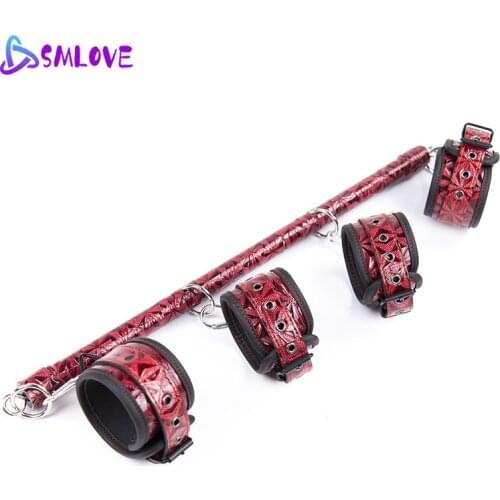 SMLOVE Level A PU Diamond Pattern Fun Leather Handcuffs BDSM Bondage Adults Sex Toys For Couples Women Sex Gay Games Sex Shop