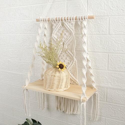 3pcs Hand-woven Boho Wall Hanging Shelf Plant Holder Tapestry Macrame Wall Hanging Art Tapestry Home Decor Living Room Tapestry