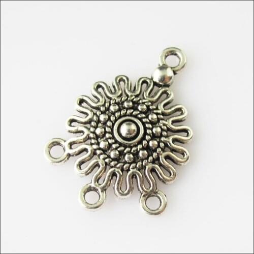New 20Pcs Tibetan Silver Color Sun Flower Charms Pendants Connectors 18.5x26mm