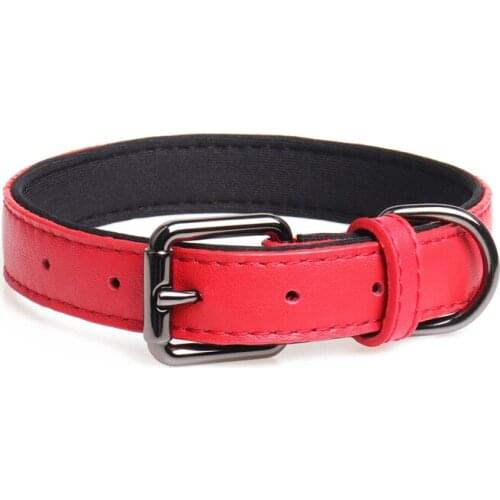 High Quality Genuine Leather Dog Collar Stainless Steel Puppy Collar Dog Accessories 35-45CM For Large Dog Pets Necklace