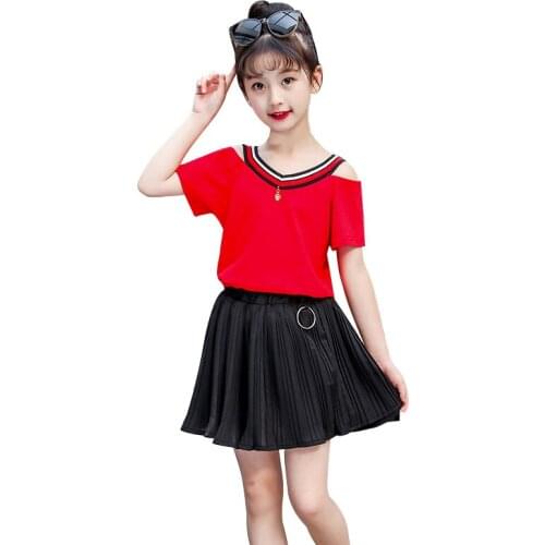 2019 baby girl clothes V-neck short sleeve shirt+short skirt baby girl summer clothes for 0-11T