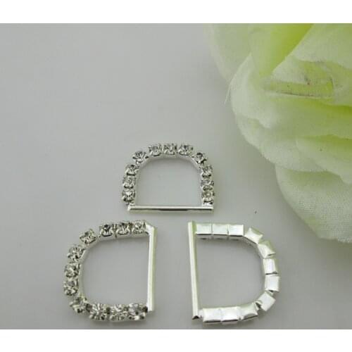 BU14)100pcs Letter D silver rhinestone buckle for wedding invitation card