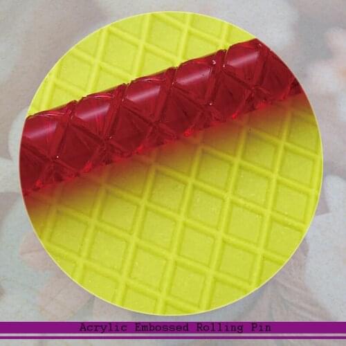 2018 New Cross Line Pattern Acrylic Rolling Pin Fondant Cake Decorating Tools Transparent Embossing Roller