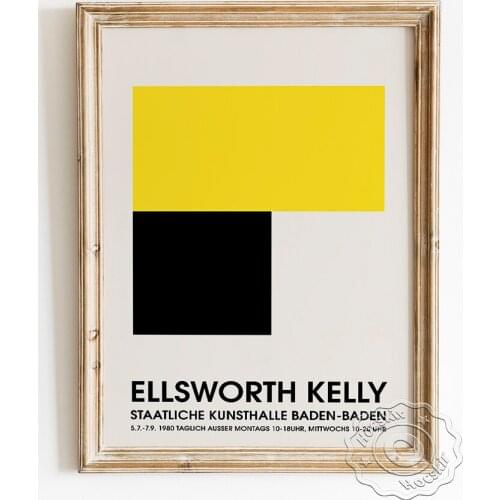 Ellsworth Kelly Exhibition Modern Museum Poster, Yellow Black White Lump Art Prints, Los Angeles California Gallery Wall Picture