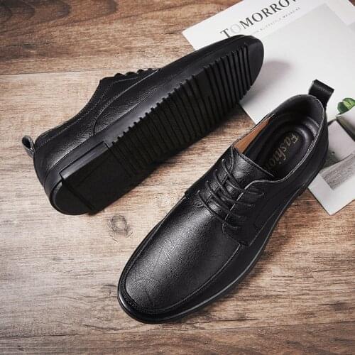 Brand Man Leather Shoes Rubber Sole Casual Oxford Size 37-45 Mens Office Business Dress Flats Mens Split Leather Wedding Shoes