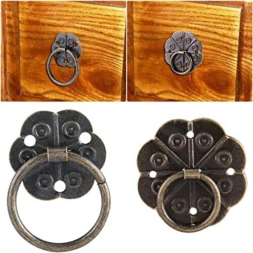 20pcs Handle Antique Drop Ring Drawer Pulls Small Ring Pulls Ring Brad Fasteners DIY Decoration for Jewelry Box Chest Cabinet