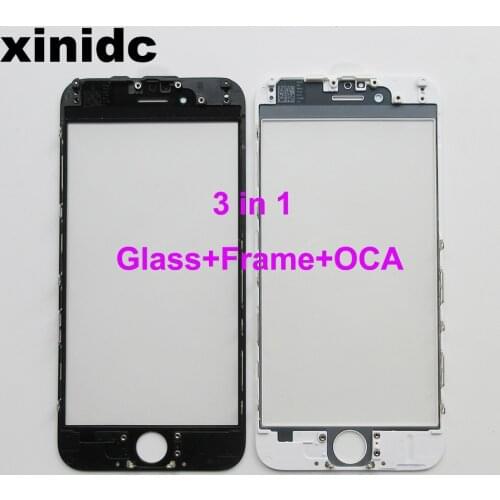 Xinidc Outer Glass with Bezel with OCA Frame For iPhone 8 Front Glass+frame +OCA lcd repair part Free DHL/EMS