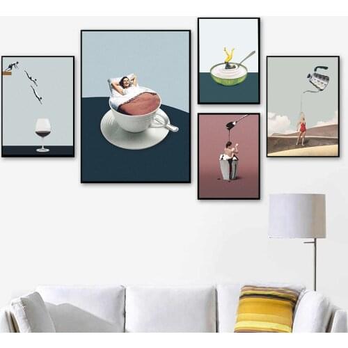 Funny Art Canvas Painting Stay Hydrated Wall Art Posters And Prints Yoga in Yogurt Abstract Pictures For Living Room Home Decor