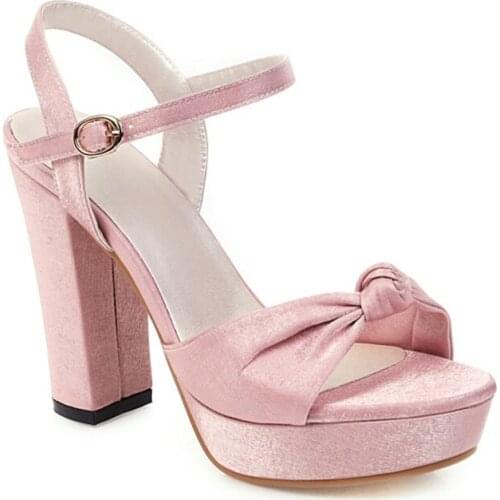 New Peep Toe Fish Mouth Thick Heels High Heels Bowknot and Roman Waterproof Platform Sandals Womens Shoes