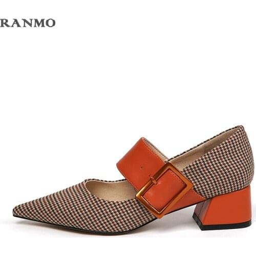 French Vintage Mary Womens Shoes High Heels Womens Shoes Office Shoes Fashion Casual Shoes Comfortable Shoes with Plaid Stripes