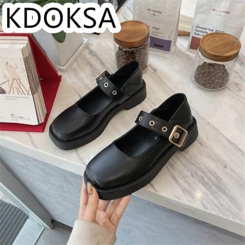 Womens shoes spring 2021 new Japanese JK fashion British style small leather shoes Korean edition thick heel square head single