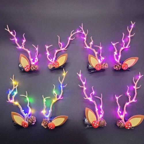 1 Pair Christmas Artificial Tree Branch Antler Hairpin Glowing Toy Party Props Hairpin Glowing Toy Party Props Hairpin Glowing T