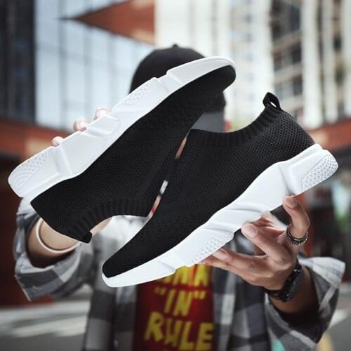 2020 Slip On Shoes Men Breathable Chunky Sneakers Summer Mesh Male Casual Footwear Mens Black White Plus Size 35-46 Tenis Hombre