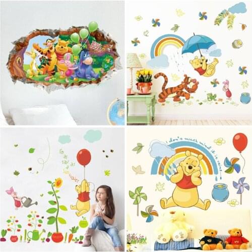 3D Cartoon Winnie the pooh bear wall sticker for kids room living room bedroom wall decoration kids gift Anime poster